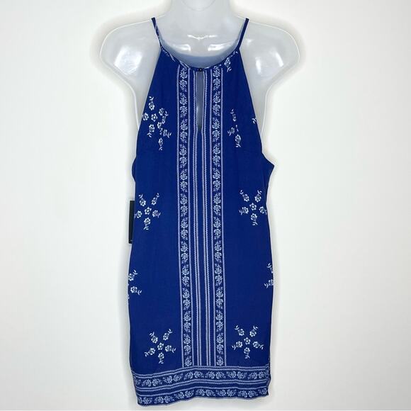 NWT LULUS Mediterranean Sea Navy Blue Rayon mini sun dress WOMEN'S SIZE SMALL - Picture 3 of 6